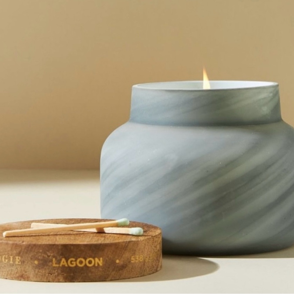 Anthropologie Capri Sandstone Glass Jar Candle NIB 19oz